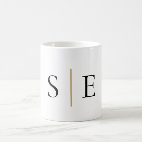 Elegant Black Gold Monogram Minimalist Coffee Mug - This chic modern design can be personalized with your monogram initials. Designed by Thisisnotme©