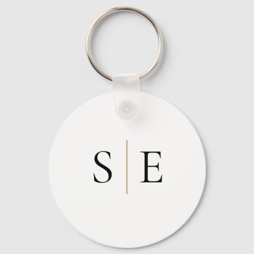 Elegant Black Gold Monogram Minimalist Keychain