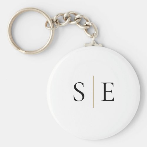Elegant Black Gold Monogram Minimalist Keychain - This chic modern design can be personalized with your monogram initials. Designed by Thisisnotme©