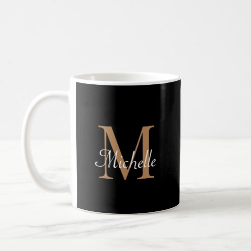 Elegant Black Gold Monogram Modern Personalized Coffee Mug