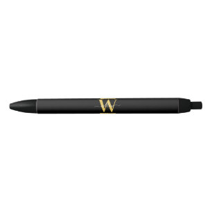 Elegant Black & Gold Monogram Modern Script Pen