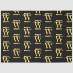 Elegant Black & Gold Monogram Modern Script Tissue Paper