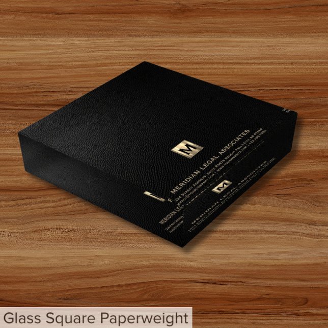 Elegant Black Gold Monogram Paperweight (Creator Uploaded)