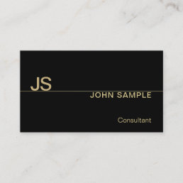 Elegant Black Gold Monogram Professional Luxury Business Card