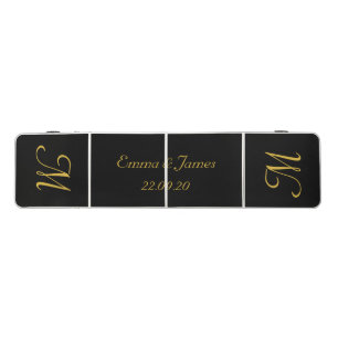 Elegant Black & Gold Monogram Script Name Custom Beer Pong Table