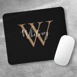 Elegant Black Gold Monogram Script Name Mouse Pad<br><div class="desc">Elegant chic black and gold script name monogram mouse pad. You can personalize the name,  monogram initial and customize the font and colors to create your own unique design. Designed by Thisisnotme©</div>