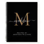 Elegant Black Gold Monogram Script Name Recipe Notebook Elegant Black Gold Monogram Script Name Recipe Notebook