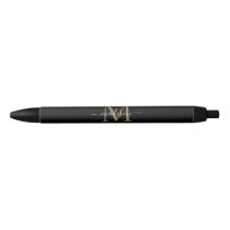 Elegant Black Gold Monogram Script Name Stylish Black Ink Pen Elegant Black Gold Monogram Script Name Stylish Black Ink Pen