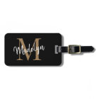 Elegant Black Gold Monogram Script Name Stylish