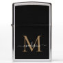 Elegant Black Gold Monogram Stylish Chic Script Zippo Lighter