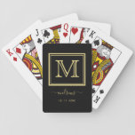 Elegant Black Gold Monogram Stylish Script Name Playing Cards at Zazzle