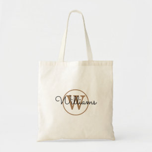 Elegant Black Gold Monogram Tote Bag