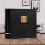 Elegant black gold monogrammed leather classy 3 ring binder