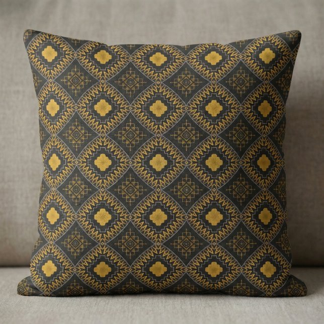 Elegant Black Gold Moroccan Geometric Bohemian Fabric (Creator Uploaded)