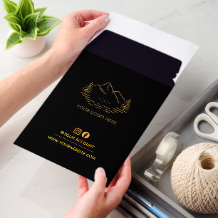 Elegant Black & Gold Mountain Logo Envelope Mailers