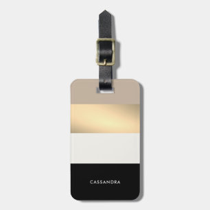 Elegant Black Gold Neutral Palette Personalized Luggage Tag