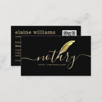 Elegant Black Gold Notary Loan Signing Agent    Business Card