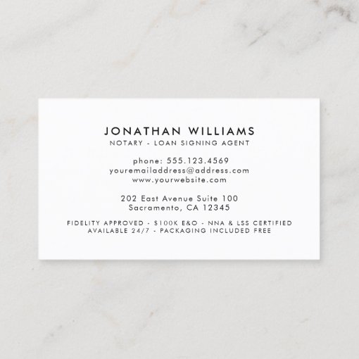 Elegant Black & Gold Notary Public Business Card | Zazzle