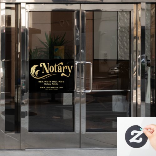 Elegant Black  Gold Notary Public Window Cling