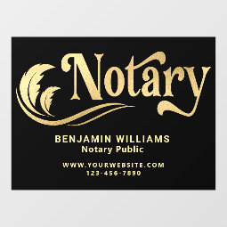 Elegant Black & Gold Notary Public Window Cling | Zazzle