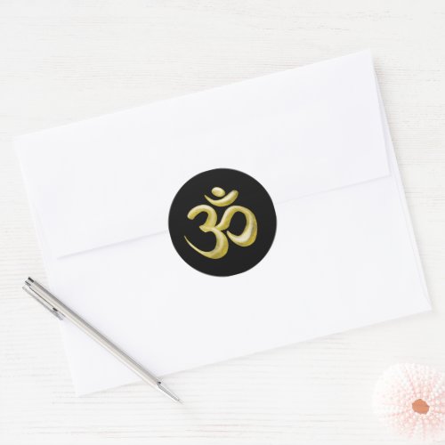 Elegant Black Gold Om Sanskrit Symbol Classic Round Sticker