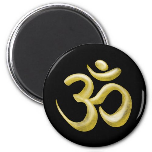 Elegant Black Gold Om Sanskrit Symbol Magnet