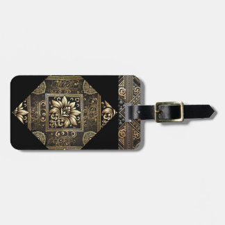 Elegant Black & Gold Ornate Luggage Tag