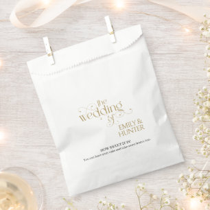 Elegant Black Gold Ornate Typography Wedding Cake Favor Bag