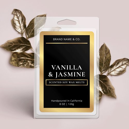 Elegant Black  Gold Packaging Wax Melts Label