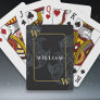 Elegant Black Gold Paisley Monogram Initial Name Playing Cards