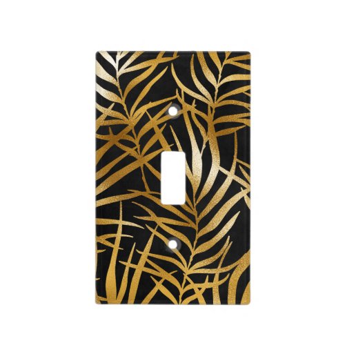 Elegant Black Gold Palm Leaves Chic Light Switch Cover