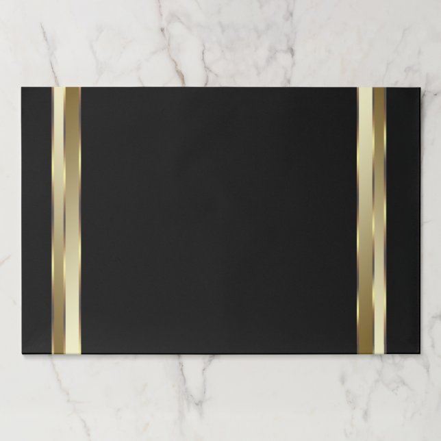 Elegant Black Gold Party Paper Placemats (Front)