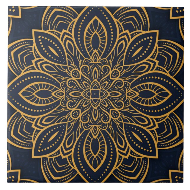 elegant black gold pattern ceramic tile (Front)