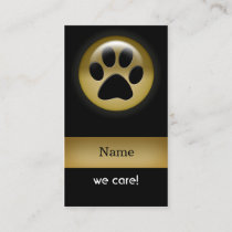 elegant black gold paw print pet Business Card