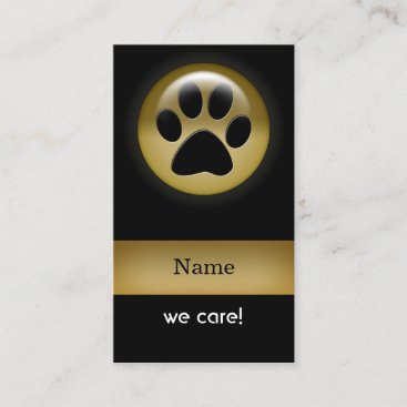 elegant black gold paw print pet Business Card