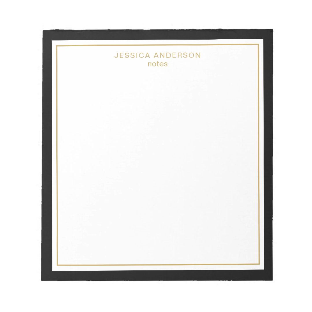 Elegant Black Gold Personalized Notepad | Zazzle