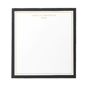 Elegant Black Gold Personalized Notepad