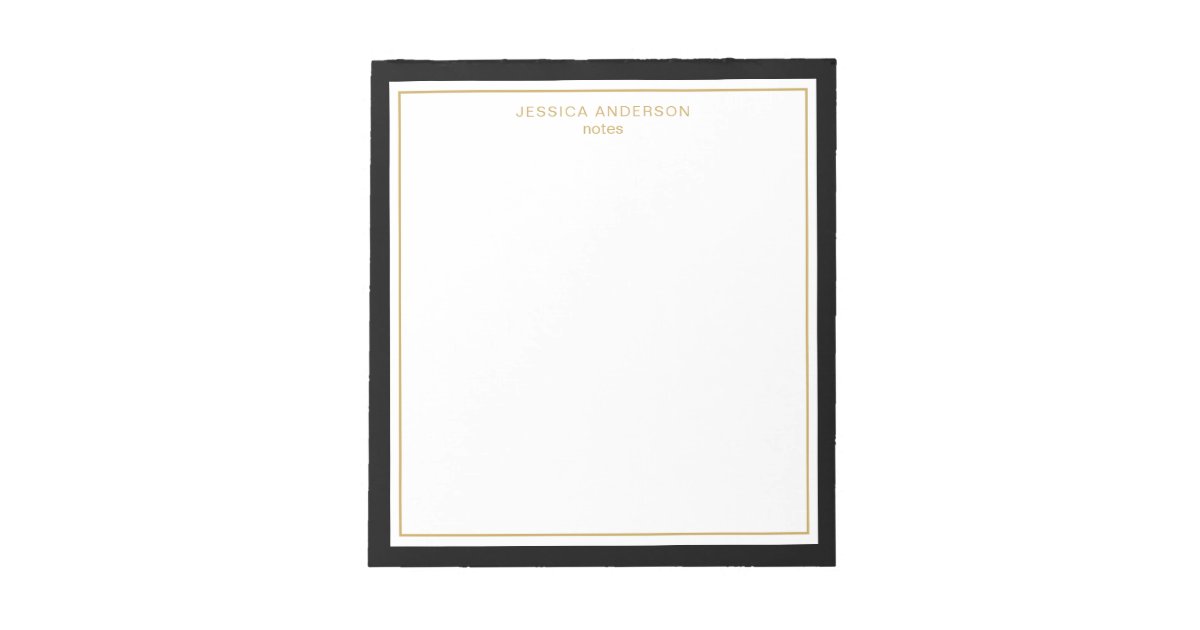 Elegant Black Gold Personalized Notepad | Zazzle