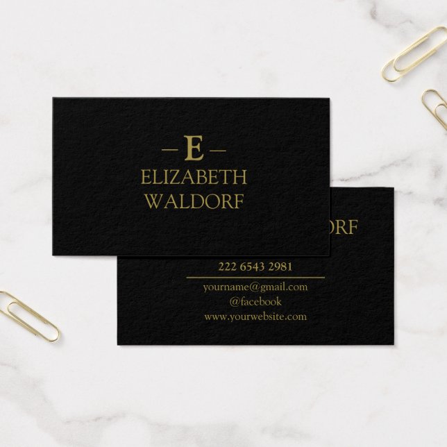 Elegant Black & Gold Personalized Profile Card (Office)