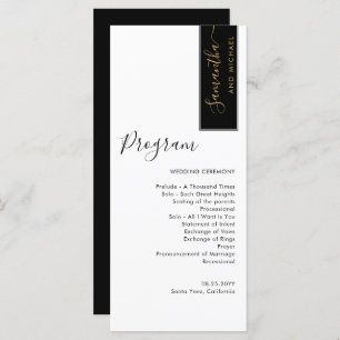 Elegant Black, Gold Personalized Wedding Program