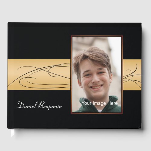 Elegant Black Gold Photo Bar Mitzvah