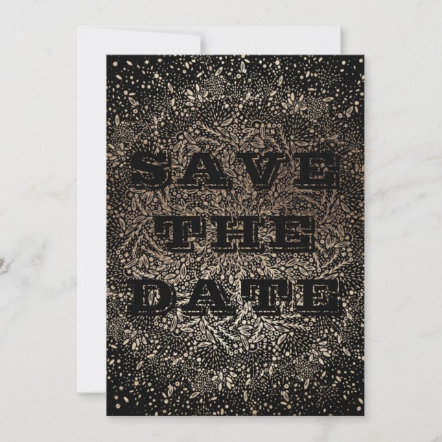 Elegant Black Gold Photo Save The Date Invitation (Front)