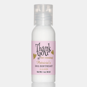 Elegant Black Gold Pink Thank You 50th Birthday Hand Lotion