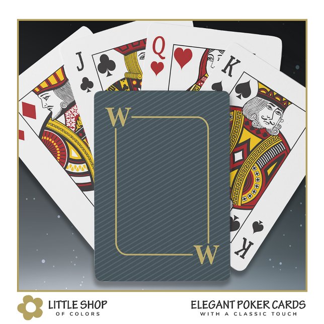 Elegant Black Gold Pinstripe Monogrammed Poker Cards (Creator Uploaded)