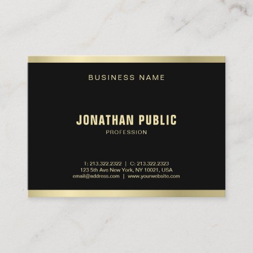 Elegant Black Gold Plain Fashionable Luxe Modern Business Card