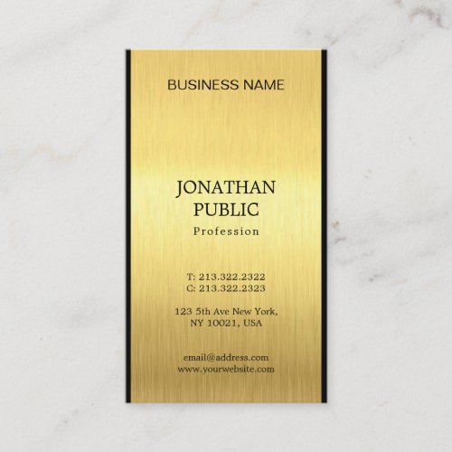 Elegant Black Gold Plain Professional Chic Luxury Business Card
