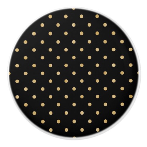 Elegant Black Gold Polka Dot Chic Pattern Design Ceramic Knob