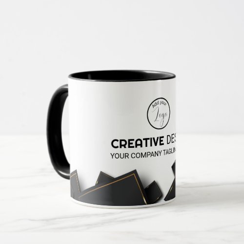 Elegant Black  Gold Polygon Corporate  Mug