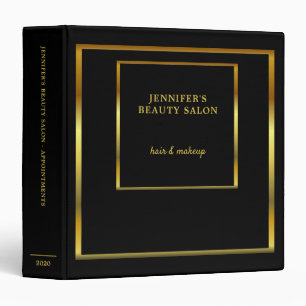 Elegant black gold professional appointment book 3 ring binder