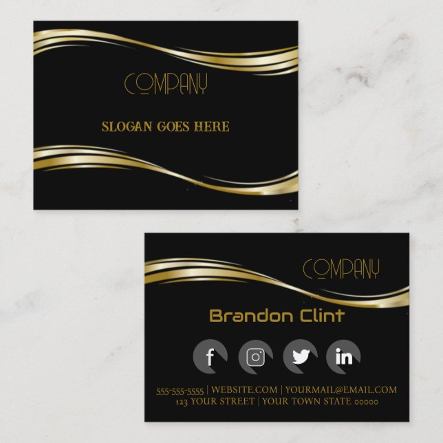 Elegant black gold professional  business card (Front/Back)